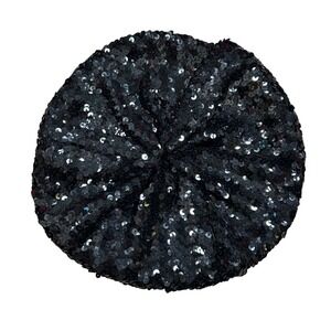 Y2K Mossimo Black Sequin Beret Hat Glam Sparkly Party Fashion Accessory‎